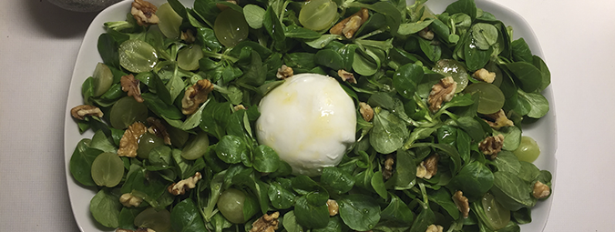 Ensalada de burrata y vinagreta de miel