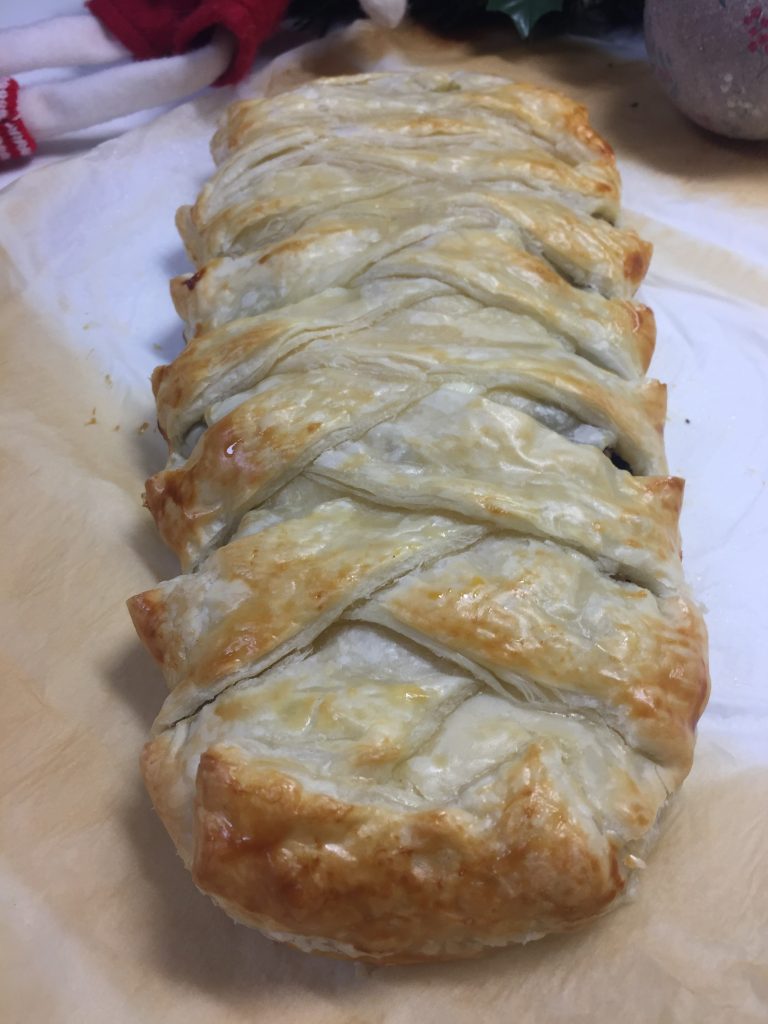 trenza de hojaldre rellena de champinones