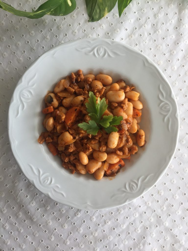 alubias en salsa de soja texturizada